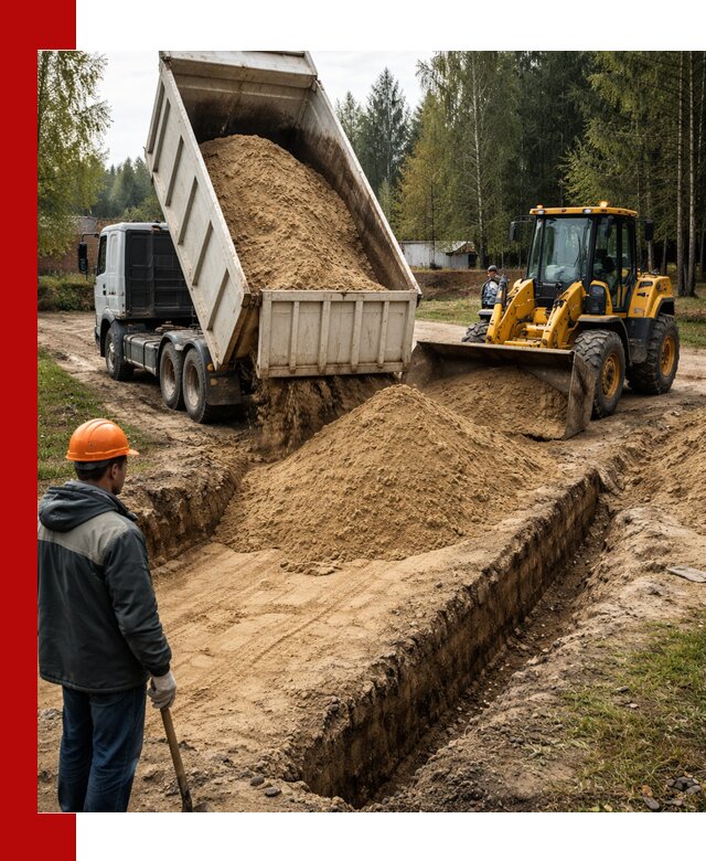 Доставка песчаного грунта в Набережных Челнах для строительных работ