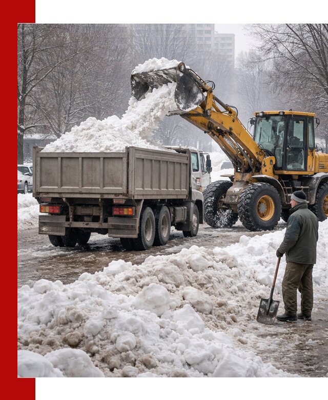 Вывоз снега грузовой техникой в Набережных Челнах оперативно и чисто