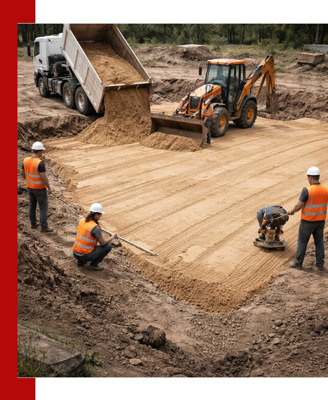 Устройство песчаной подушки для фундаментов и дорог в Набережных Челнах